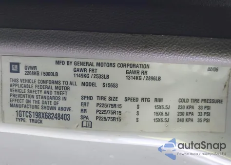 2006 GMC Canyon Sl из США, поврежденный, VIN 1GTCS198X68248403